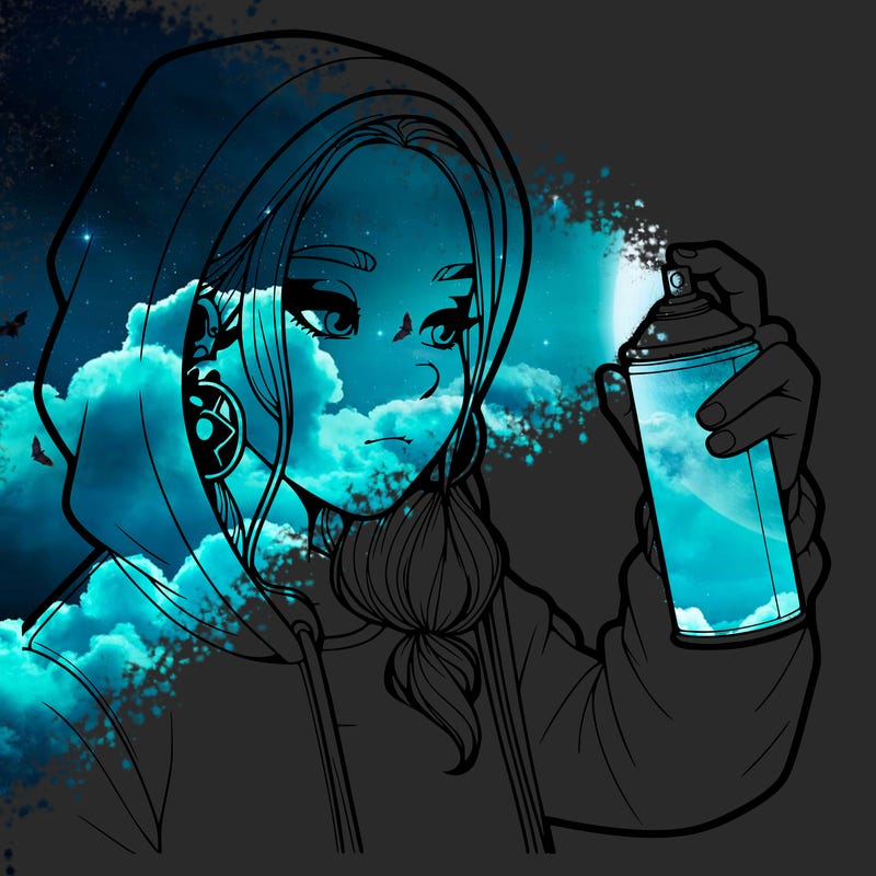 a realistic girl, spray painting