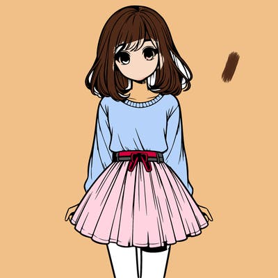 realistic girl with a skirt on