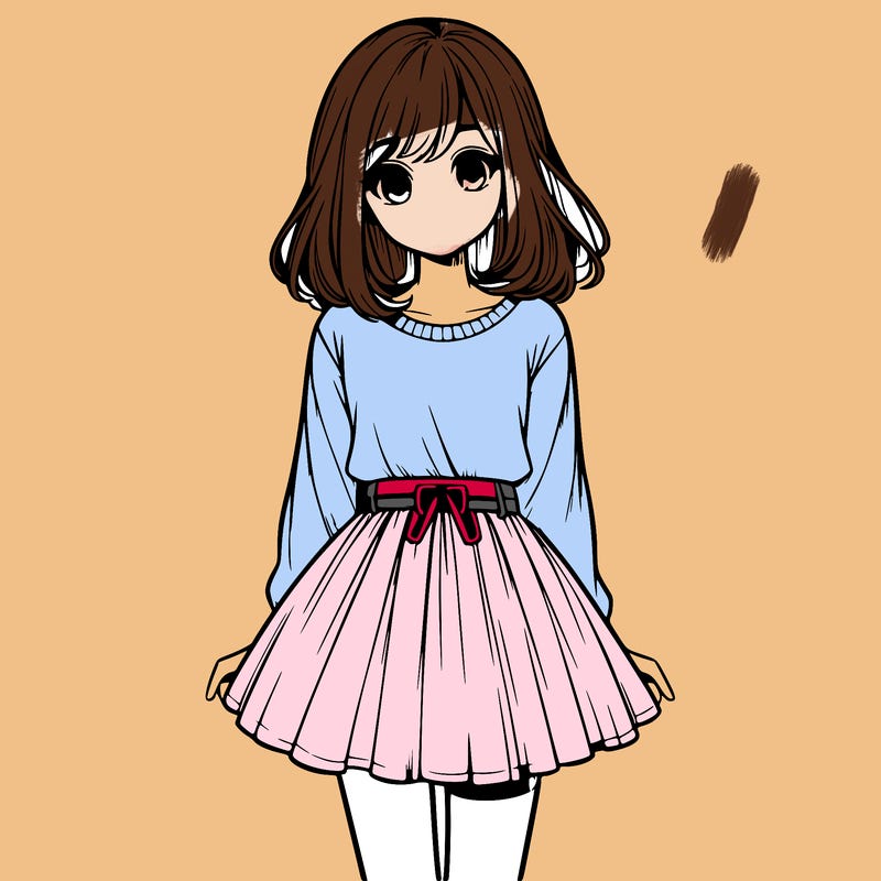 realistic girl with a skirt on