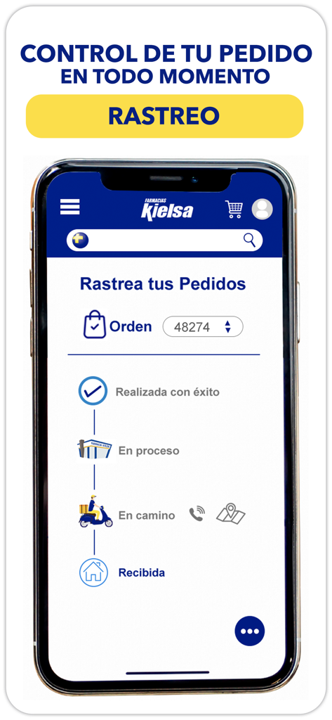 Farmacias Kielsa - Mobile app interface of Farmacias Kielsa showing real-time order tracking and status updates for pharmacy deliveries