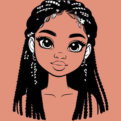 a realistic black girl with braids