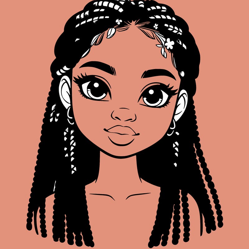 a realistic black girl with braids