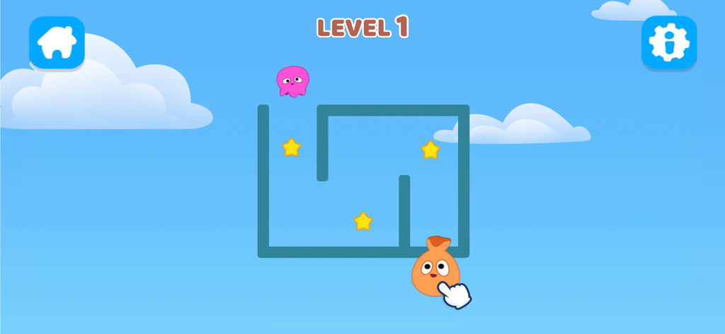 Joyville: Kids Learning Games - Un sencillo puzzle de laberinto de lógica para preescolares con adorables personajes y estrellas en la aplicación Joyville.