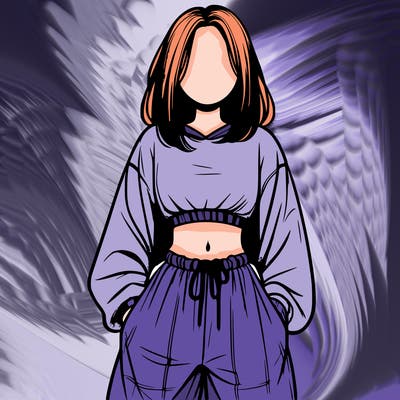 realistic girl faceless with baggy pants and a crop top