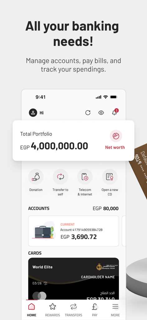 BM Online - Dashboard der BM Online Mobile App mit Konten und Portfolio-Saldo