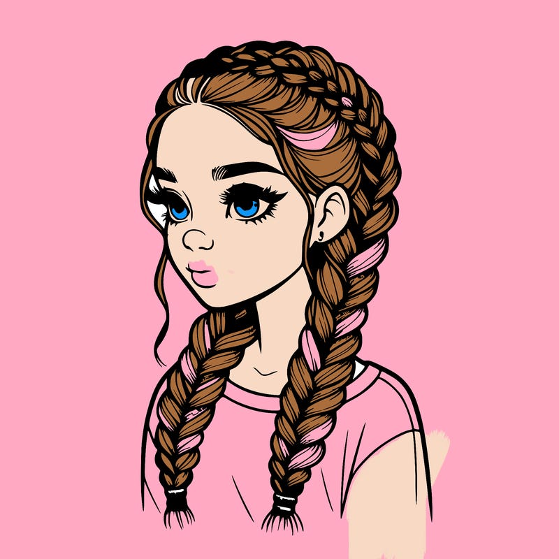 realistic girl with braids