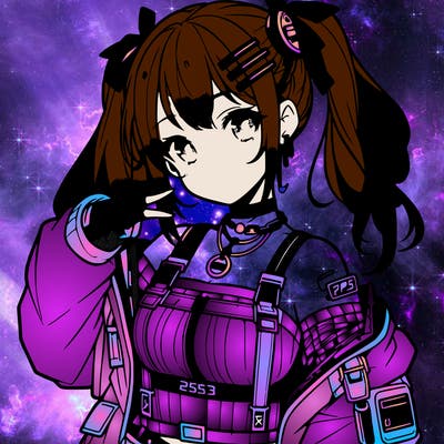 anime teen girl in cyberpunk outfit