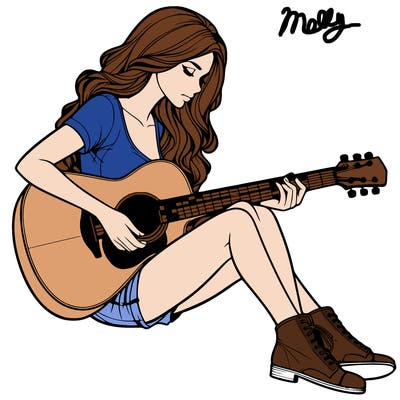 realistic woman play guitar