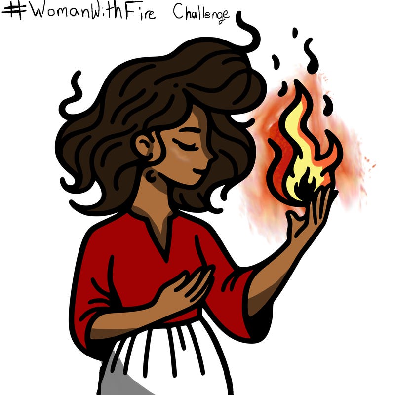 woman with fire