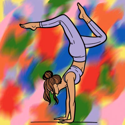 a woman doing a handstand