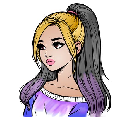 realistic girl with a high ponytail