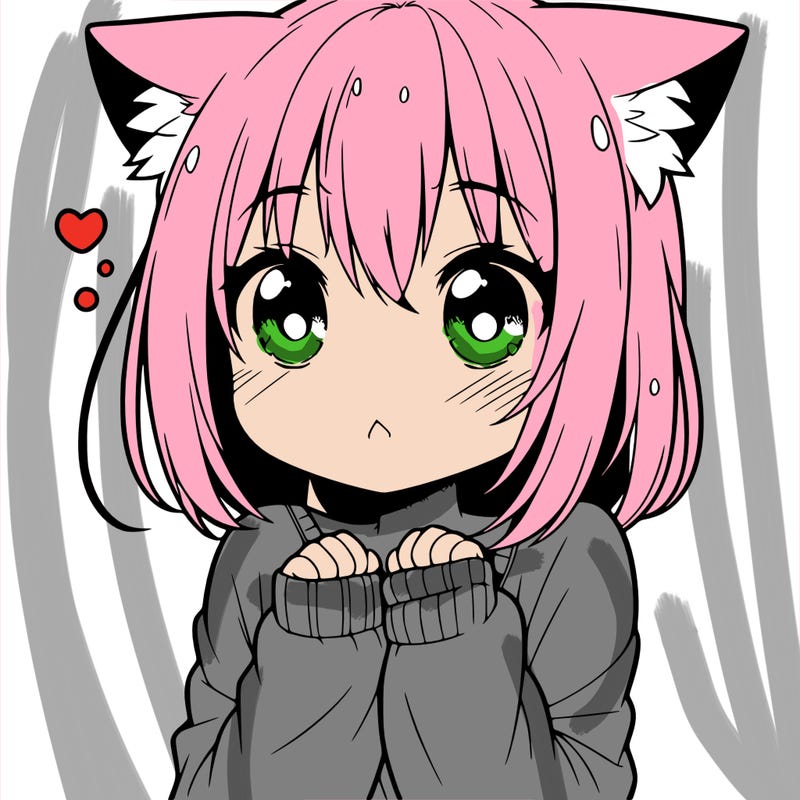 shy anime catgirl
