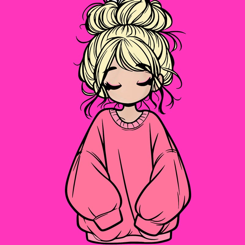 girl with baggy sweatshirt and messy bun