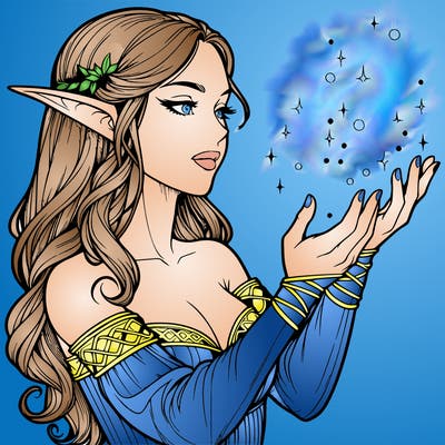 realistic elf girl doing magic