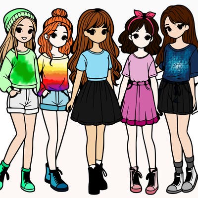 a group of five girls