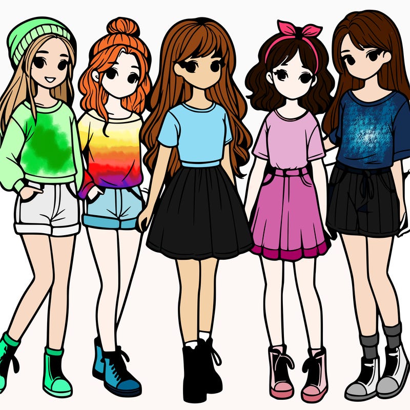 a group of five girls