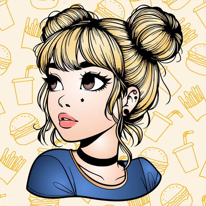 realistic girl with spacebuns