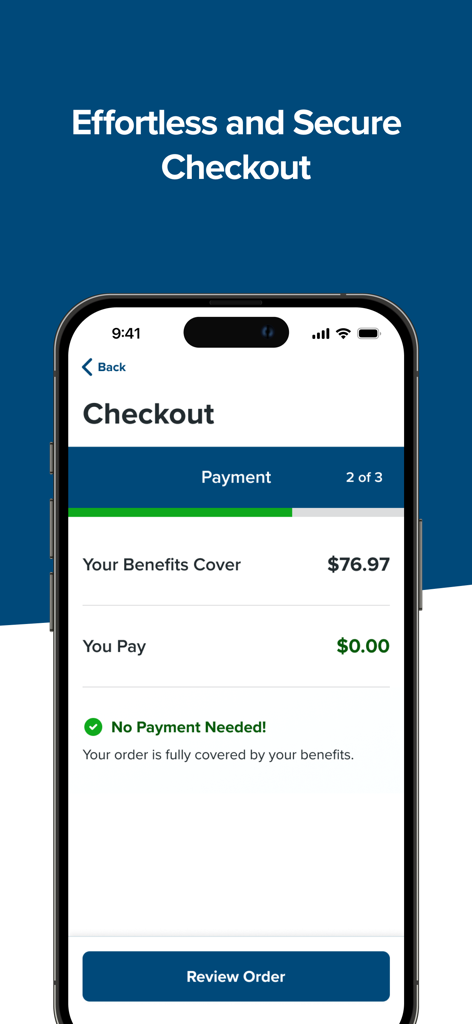 Benefits Pro - Benefits Proアプリのチェックアウトページで、健康保険適用により無料と表示