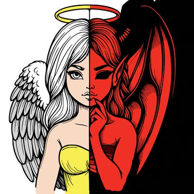 realistic angel half demon