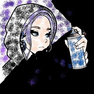 a realistic girl, spray painting