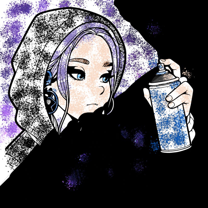 a realistic girl, spray painting