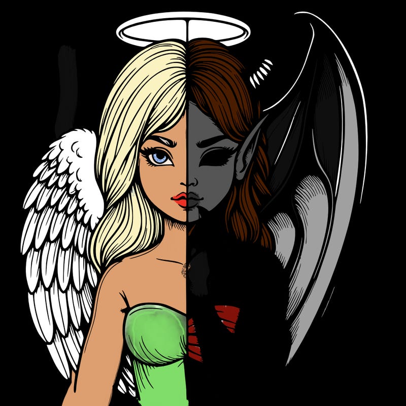 realistic angel half demon