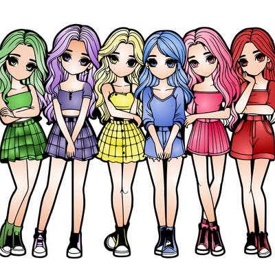 a group of girls realistic