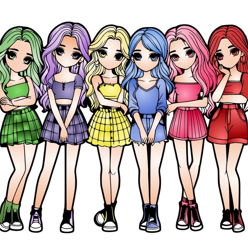 a group of girls realistic