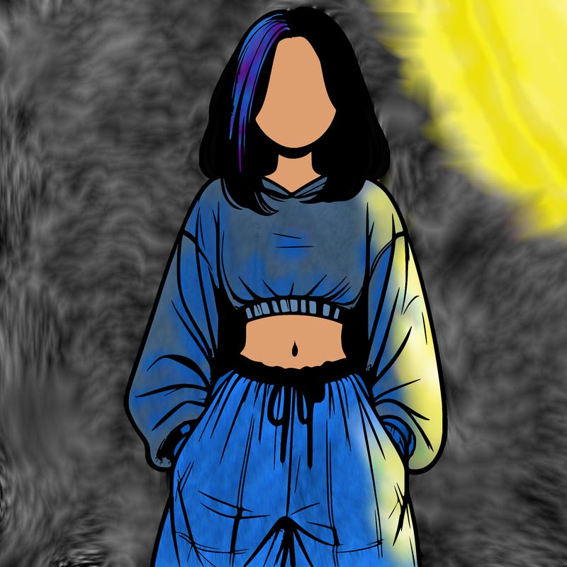 realistic girl faceless with baggy pants and a crop top