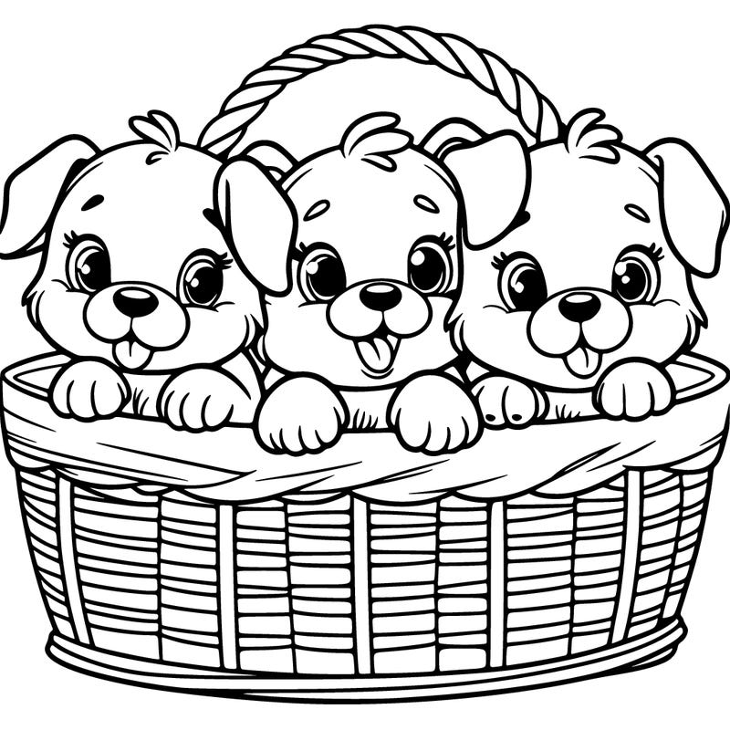 3 puppies in a basket