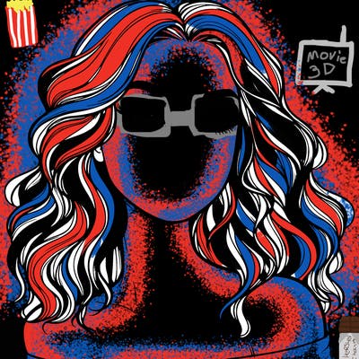 realistic girl with wavy hair and lips