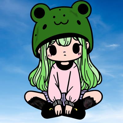 a girl wearing a frog hat and some frog socks