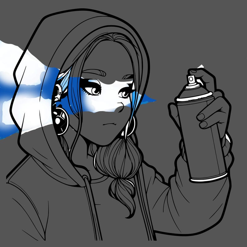 a realistic girl, spray painting