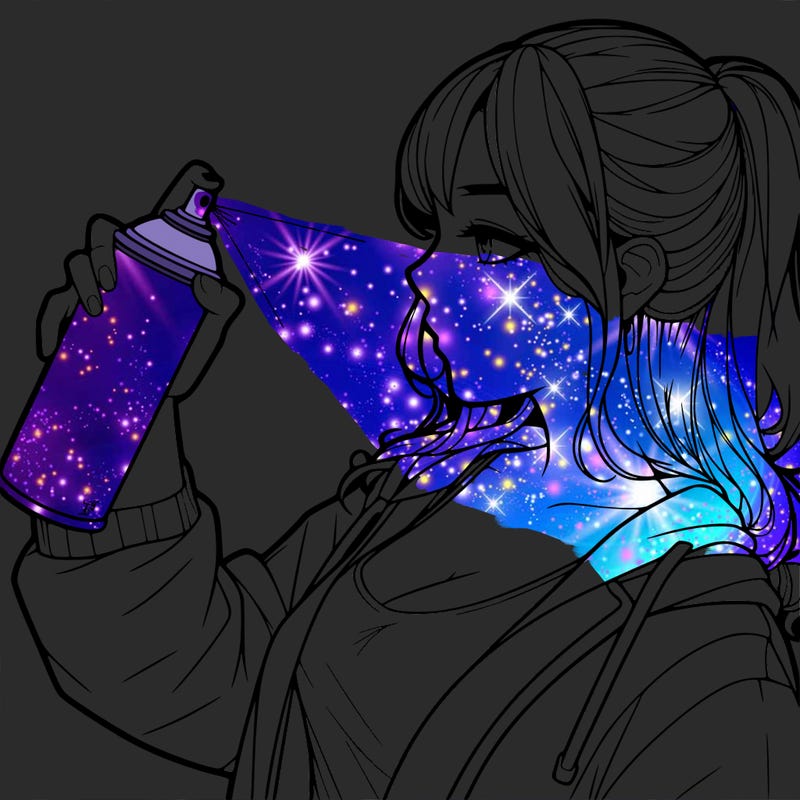 a realistic girl spray, painting