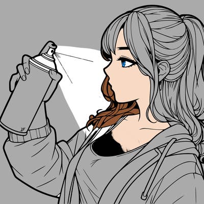 a realistic girl spray, painting