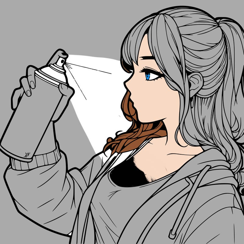 a realistic girl spray, painting