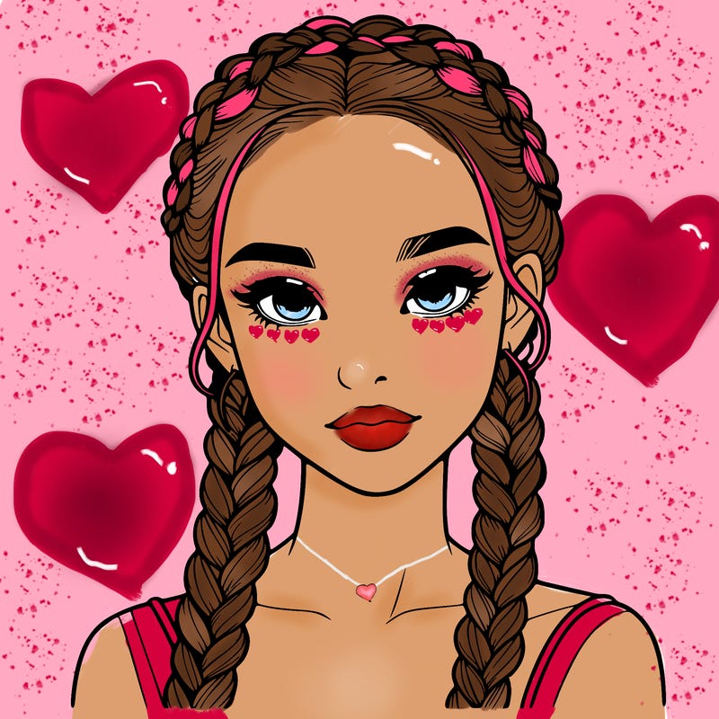 realistic girl with braids