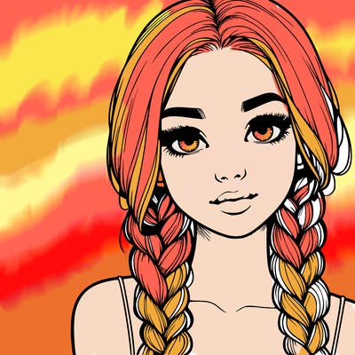 realistic girl with braids