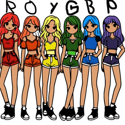 a group of girls wearing crop tops and shorts
