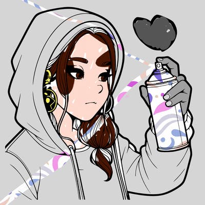 a realistic girl, spray painting