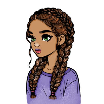 realistic girl with braids