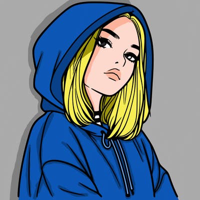 a realistic girl in a hoodie