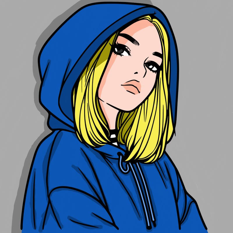 a realistic girl in a hoodie