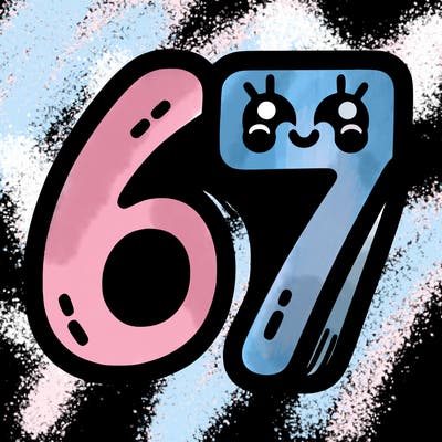 the numbers 67