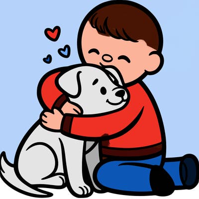 dog cuddling with human