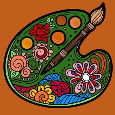 decorated paint palette