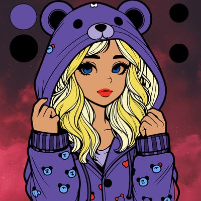 realistic girl in a animal pjs hoodie