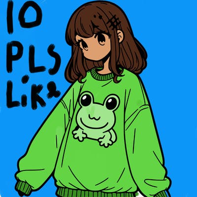 girl wearing frogging sweatshirt