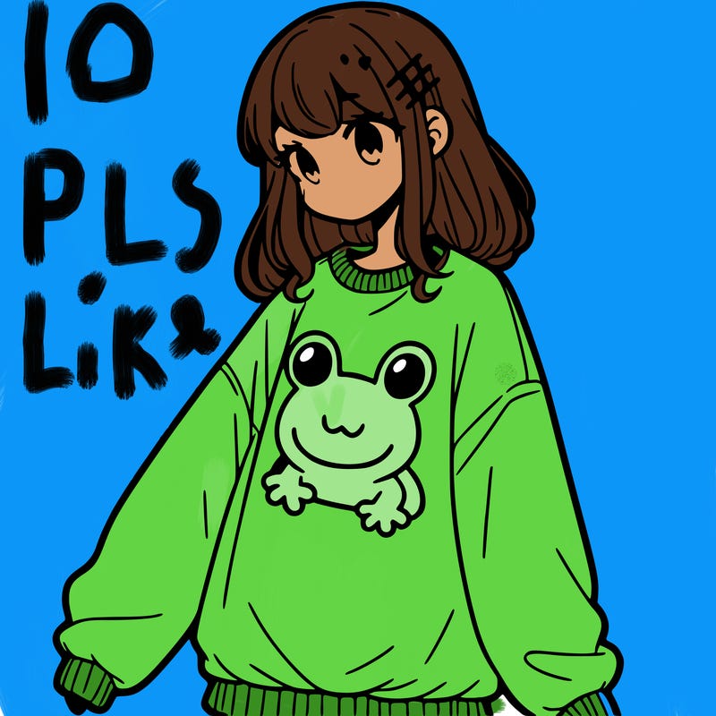 girl wearing frogging sweatshirt