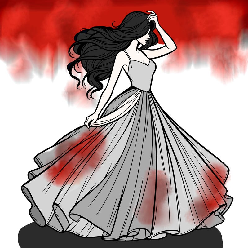 realistic woman with dress flowing in the wind